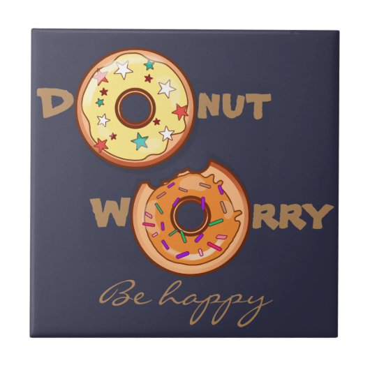 おもしろいな、optimimistic "ドーナツ心配は、です幸せ" タイル (正面)