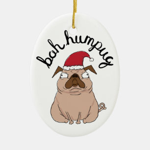 おもしろいなBah Humpugサンタのパグのクリスマスのオーナメント セラミックオーナメント