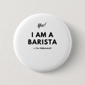 おもしろいなBaristaのコーヒー恋人の白黒かわいい 缶バッジ (正面)