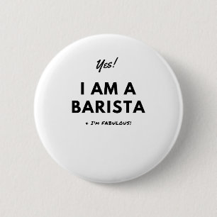 おもしろいなBaristaのコーヒー恋人の白黒かわいい 缶バッジ
