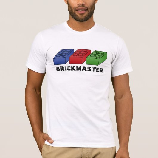 おもしろいなBrickmaster -ベクトルポップアート Tシャツ (正面)