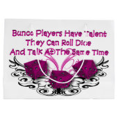おもしろいなBuncoのサイコロのゲームの入賞したバッグ ラージペーパーバッグ (裏面)