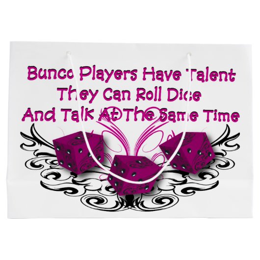 おもしろいなBuncoのサイコロのゲームの入賞したバッグ ラージペーパーバッグ (裏面)