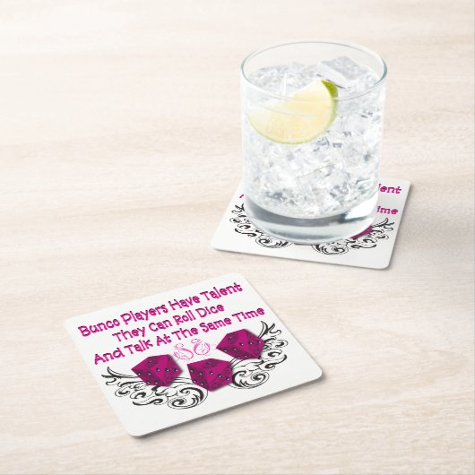 おもしろいなBunco -サイコロを転がることができます スクエアペーパーコースター (インサイチュ)