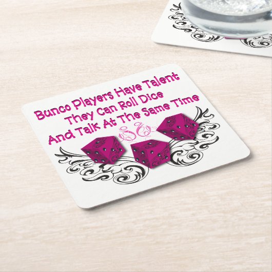 おもしろいなBunco -サイコロを転がることができます スクエアペーパーコースター (アングル)