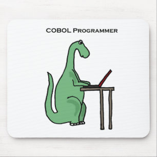 おもしろいなCOBOLプログラマー恐竜 マウスパッド