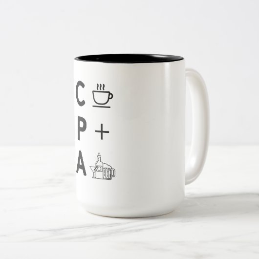 おもしろいなCPAの米国公認会計士税の季節 ツートーンマグカップ (正面右)