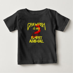 おもしろいなCrawfishは精神の動物のルイジアナの私のケージャンです ベビーTシャツ