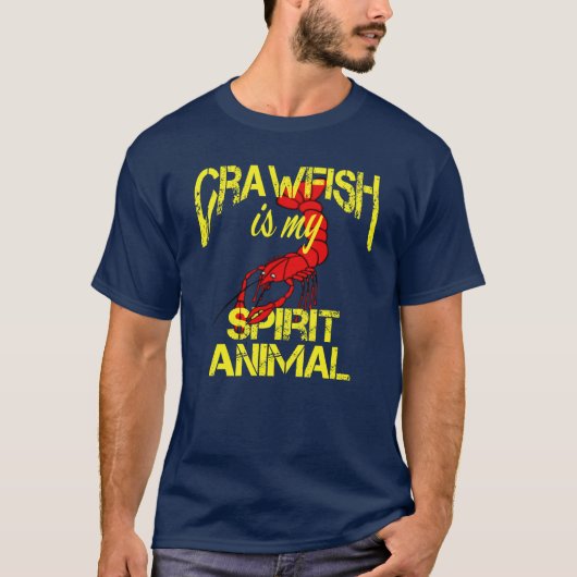 おもしろいなCrawfishは精神の動物のルイジアナの私のケージャンです Tシャツ (正面)