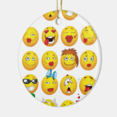 おもしろいなEmojiはクールで素晴らしいスマイルに直面します セラミックオーナメント (左)