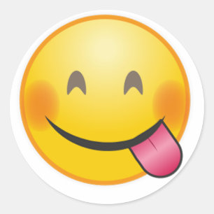 おもしろいなEmojiは満喫のおいしい食糧黄色に直面します ラウンドシール