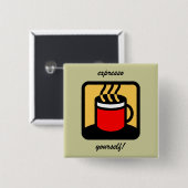 おもしろいなexpressoのコーヒー 缶バッジ (正面&裏面)
