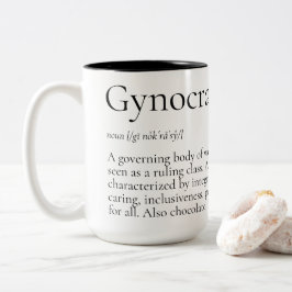 おもしろいなGynocracy定義及び男女同権主義の握りこぶし ツートーンマグカップ