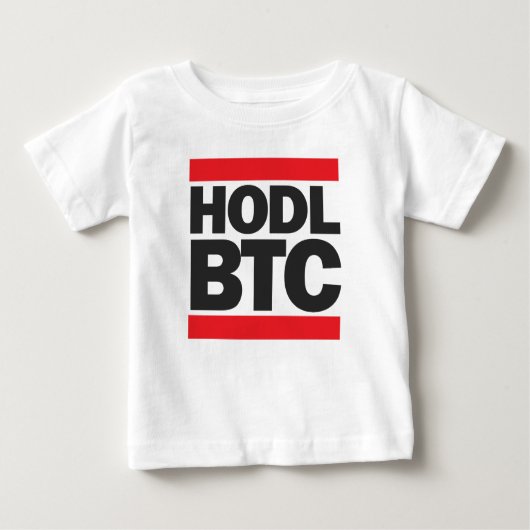 おもしろいなHODL BTC Bitcoin Cryptocurrencyのプリント ベビーTシャツ (正面)
