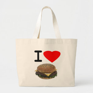 おもしろいなI愛チーズバーガー ラージトートバッグ