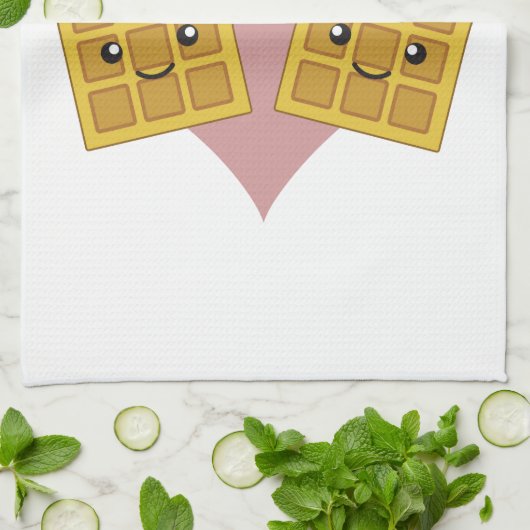 おもしろいなI愛ワッフルのロットのかわいいかわいいのワッフル キッチンタオル (折り畳み)