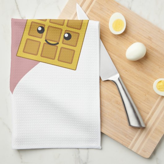 おもしろいなI愛ワッフルのロットのかわいいかわいいのワッフル キッチンタオル (四つ折り)