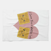 おもしろいなI愛ワッフルのロットのかわいいかわいいのワッフル キッチンタオル (横)