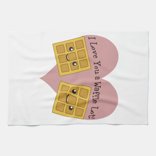 おもしろいなI愛ワッフルのロットのかわいいかわいいのワッフル キッチンタオル (横)