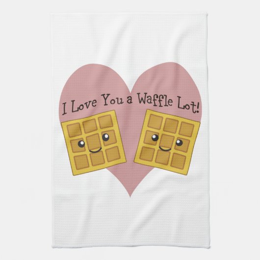 おもしろいなI愛ワッフルのロットのかわいいかわいいのワッフル キッチンタオル (縦)