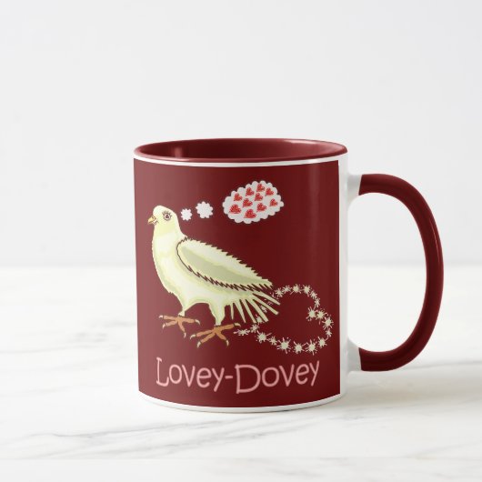 おもしろいなLovey-Doveyバレンタインデーの鳩 マグカップ (右)