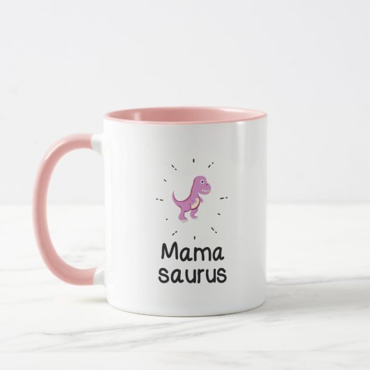 おもしろいなMamasaurusのTレックスの恐竜のお母さんの母の日 マグカップ (左)