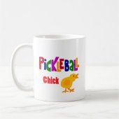 おもしろいなPickleballのひよこの芸術 コーヒーマグカップ (左)