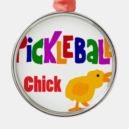 おもしろいなPickleballのひよこの芸術 メタルオーナメント (正面)