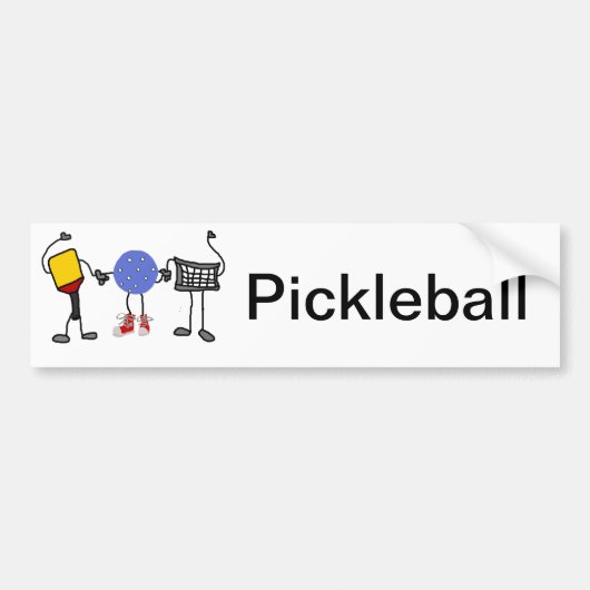 おもしろいなPickleballのマンガのキャラクタ バンパーステッカー (正面)