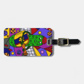 おもしろいなPickleballの抽象美術のオリジナル ラゲッジタグ (正面横)