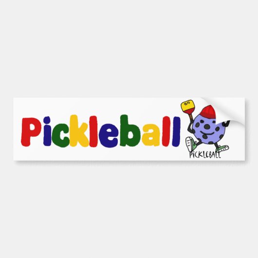 おもしろいなPickleballの球のキャラクターの漫画 バンパーステッカー (正面)