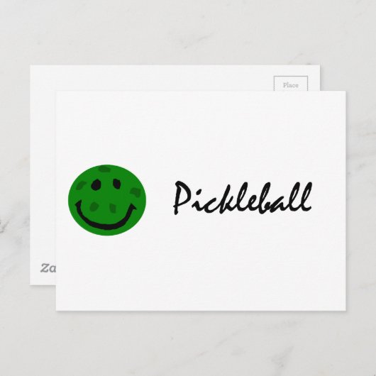 おもしろいなPickleballの緑の顔 ポストカード (正面/裏面)
