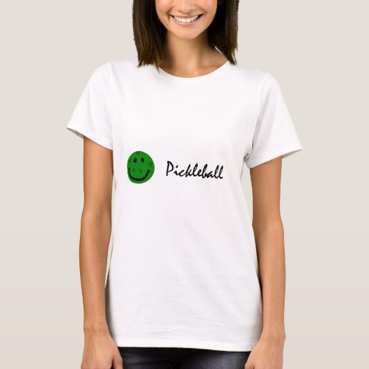 おもしろいなPickleballの緑の顔 Tシャツ (正面)