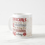 おもしろいなSCAのSeneschalの書類事務 コーヒーマグカップ (正面左)