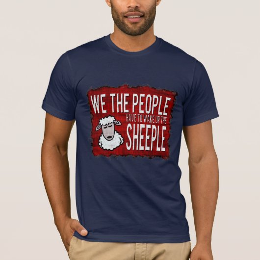 おもしろいなSheepleの警告標識の暗闇のTシャツ Tシャツ (正面)