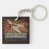 おもしろいなSkydivingのガムテープの正方形Keychain キーホルダー (裏面)