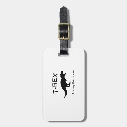 おもしろいなTレックスのタイプ1の糖尿病おもしろいなT1Dの糖尿病患者 ラゲッジタグ (正面縦)