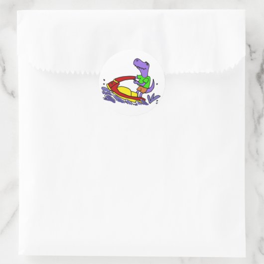 おもしろいなTレックスの恐竜のジェット機のスキー漫画 ラウンドシール (バッグ)