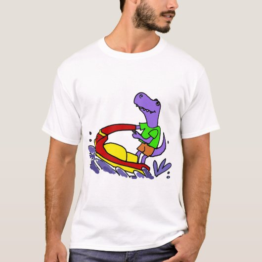 おもしろいなTレックスの恐竜のジェット機のスキー漫画 Tシャツ (正面)