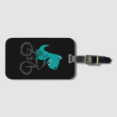 おもしろいなTレックスの恐竜の乗馬の自転車の漫画 ラゲッジタグ (正面横)