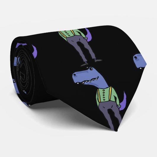 おもしろいなTレックスの恐竜の身に着けているサスペンダー ネクタイ (ロール)