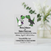 おもしろいなTレックスの新郎新婦の結婚式招待状 インビテーションポストカード (スタンド正面)