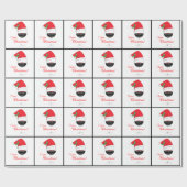 おもしろいなWino I愛クリスマスのワイングラスのサンタの帽子 ラッピングペーパー (フラット)