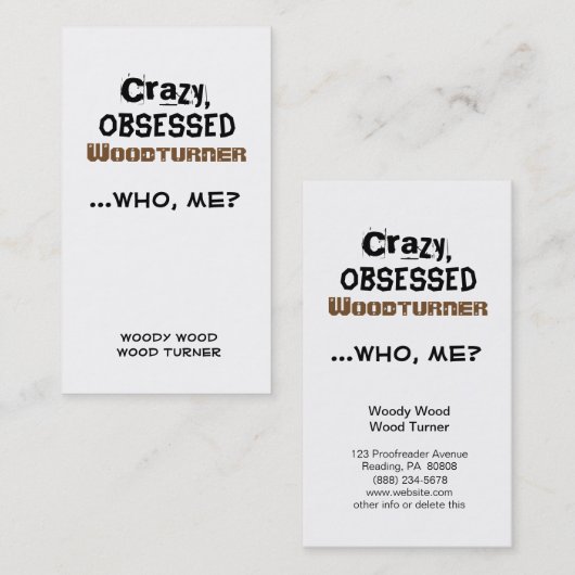 おもしろいなWoodturningの名刺熱狂するな木製のターナー 名刺 (正面/裏面)