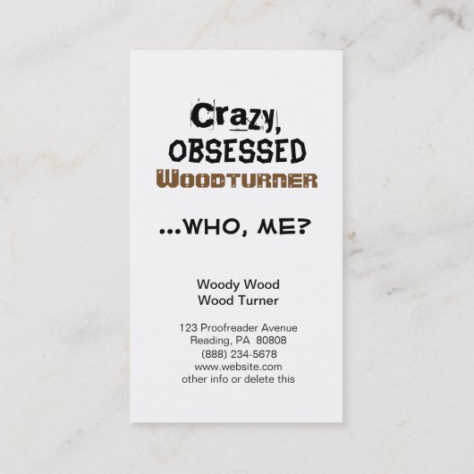 おもしろいなWoodturningの名刺熱狂するな木製のターナー 名刺 (裏面)