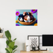 おもしろいにかわいいモルモット ポスター (ホームオフィス)