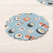 おもしろいにぎり転が巻き日本の食品パターン ペーパーコースター (アングル)