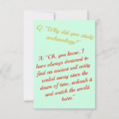 "おもしろいになります考古学者は、破壊します世界"を カード (正面)