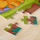 おもしろいに囲まれた恐竜のイラストレーションは可愛かった。 ジグソーパズル (側面)