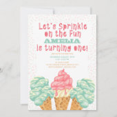 おもしろいに振りかけるアイスクリーム1stバースデーフォト 招待状 (正面)